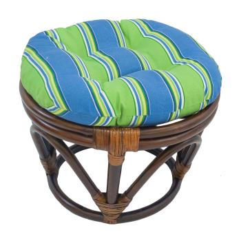 Footstool with Printed Outdoor Cushion