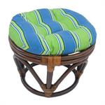Footstool with Printed Outdoor Cushion